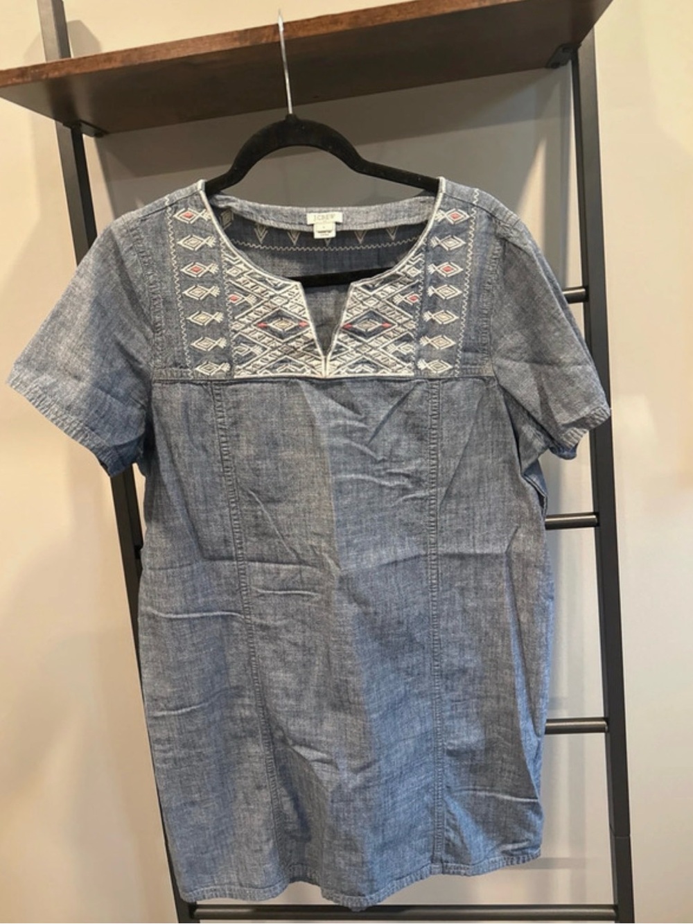 Casual Embroidered Chambray Dress - J.Crew